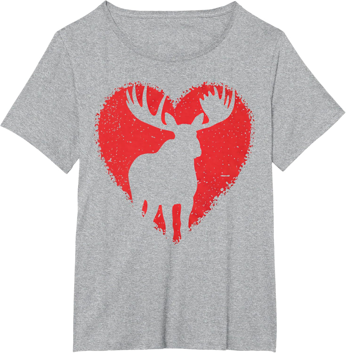 Moose Lover Valentines Day Cute Red Heart Wild Animal T-Shirt - Heather Grey