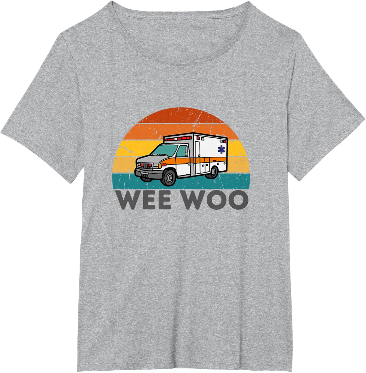 Vintage Wee Woo Ambulance AMR Funny EMS EMT Paramedic. T-Shirt - Heather Grey
