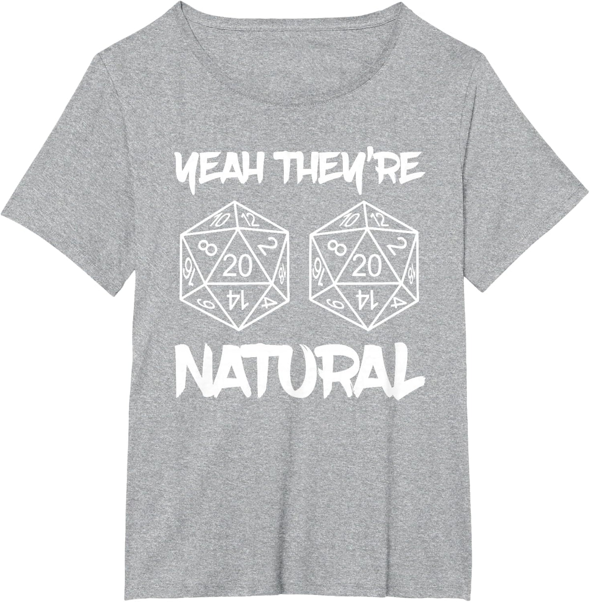Natural D20 Boobs Dice Tabletop Girl Gamer Humor T-Shirt - Heather Grey