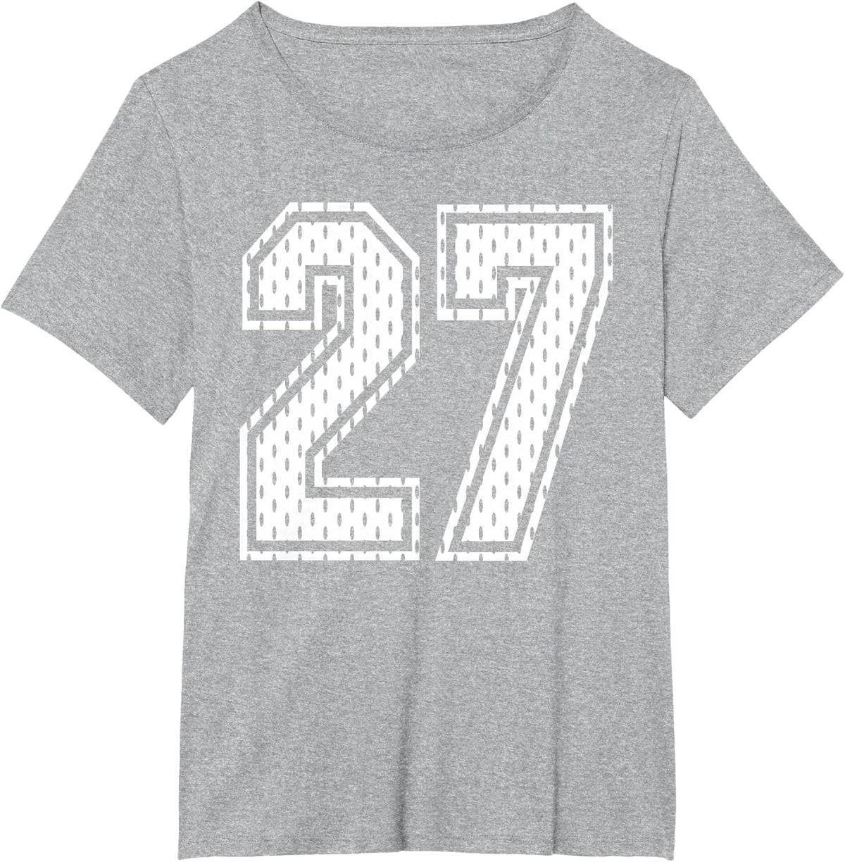 White Number 27 Sports Fan #27 Jersey Shirt Team Player T-Shirt - Heather Grey
