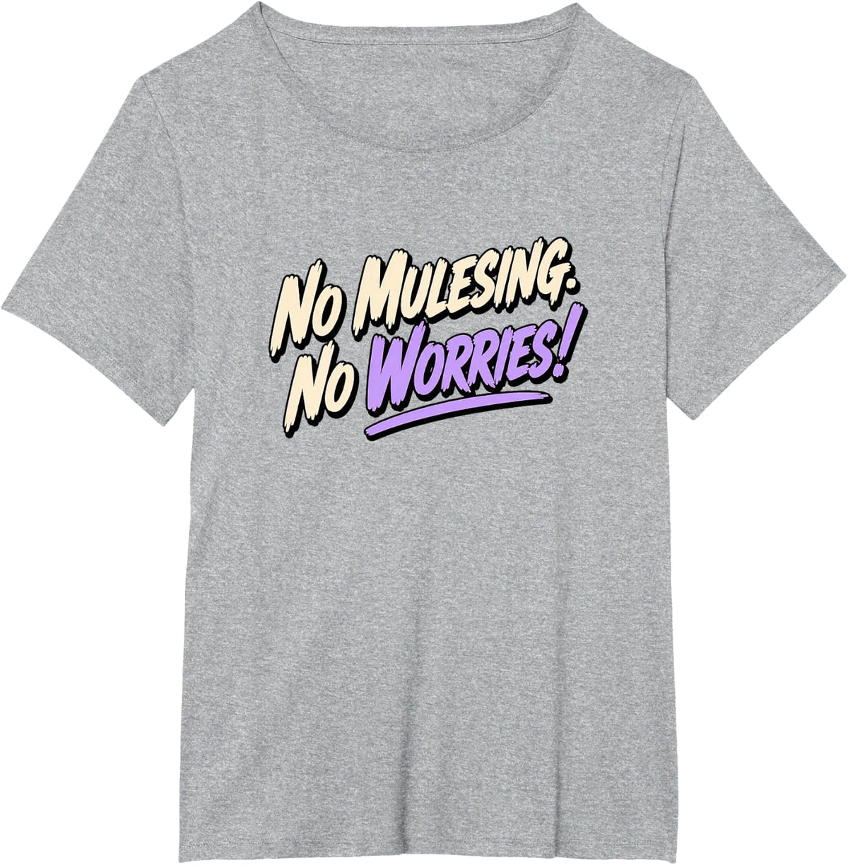 Ethical Wool Sheep Welfare No Mulesing No Worries T-Shirt - Heather Grey