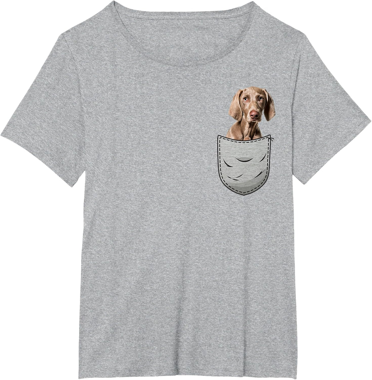 Weimaraner Raner Chest Bag Pocket Dog Owners T-Shirt - Heather Grey