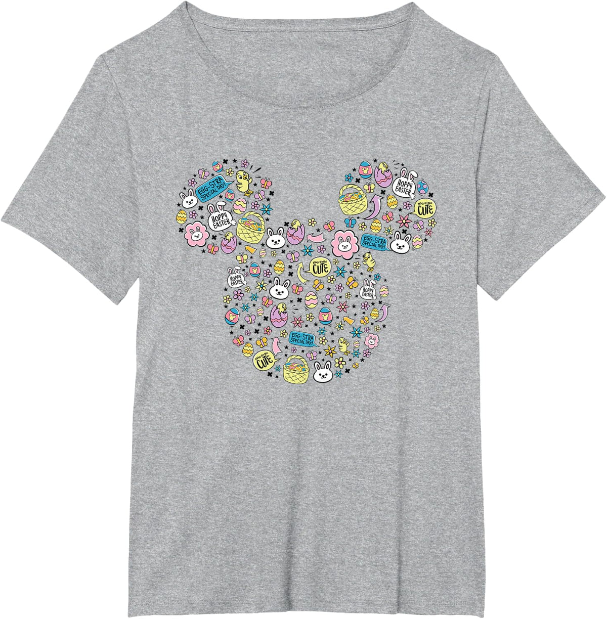 Disney Mickey Mouse Head Easter Icons Cute Message T-Shirt - Heather Grey