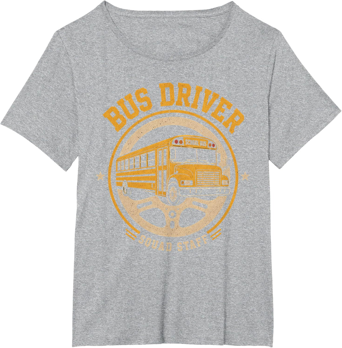 Distressed School Bus Driver Squad Staff T-Shirt - Heather Grey