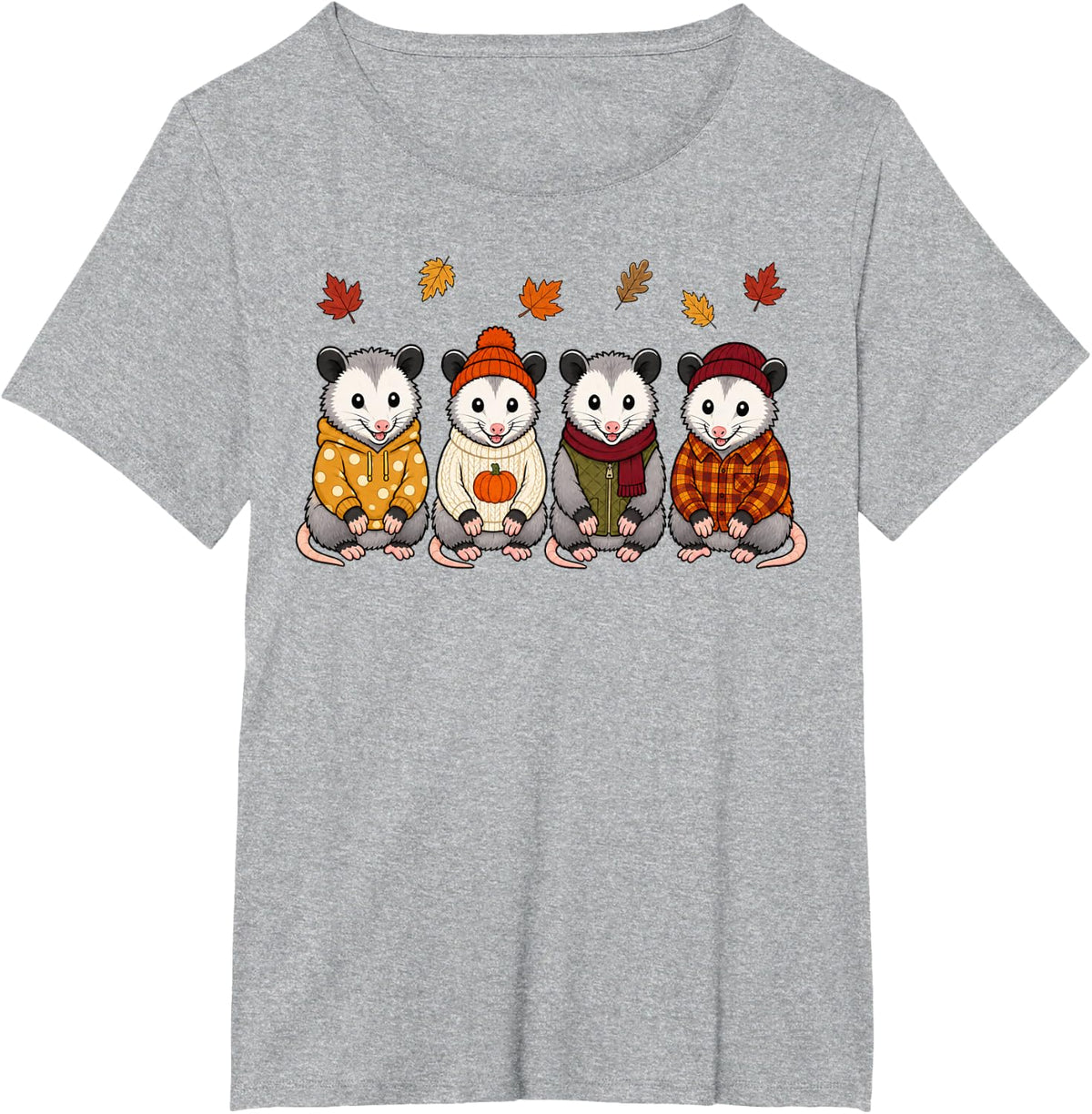 Opossum Fall Autumn Season Pumpkin Possum T-Shirt - Heather Grey