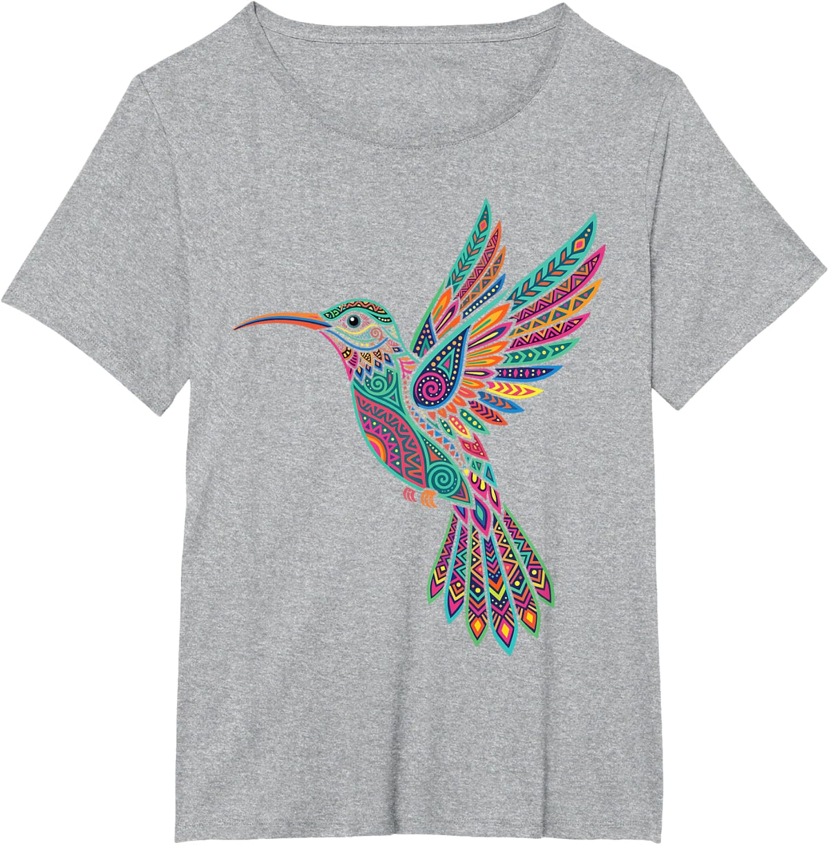 Alebrije Hummingbird Mexican Folk Art Tees T Shirts Mexico Culture - Heather Grey