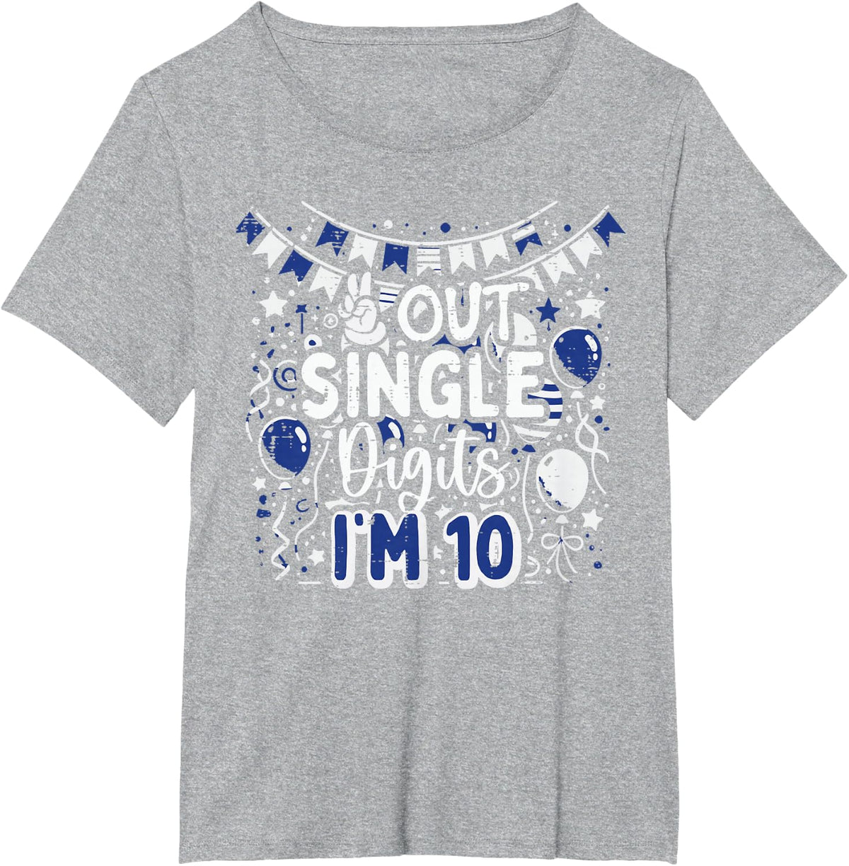 10th Birthday Peace Single Digits Im 10 Bday Boys Girls T-Shirt - Heather Grey