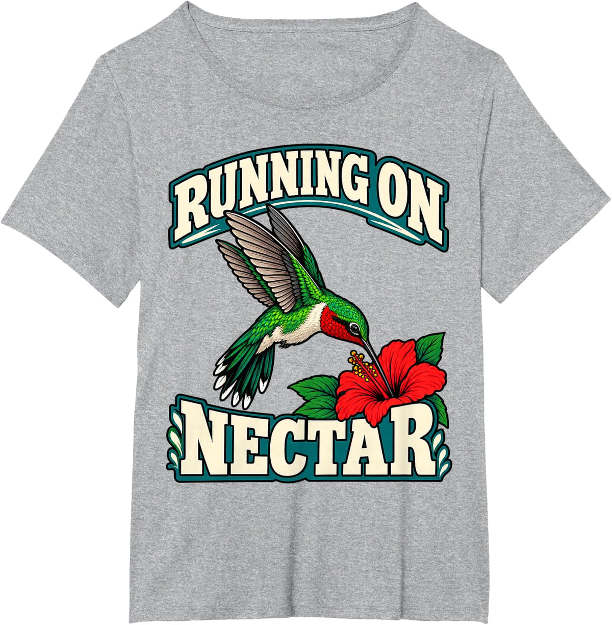 Hummingbird Running On Nectar Nature Lover Birding T-Shirt - Heather Grey
