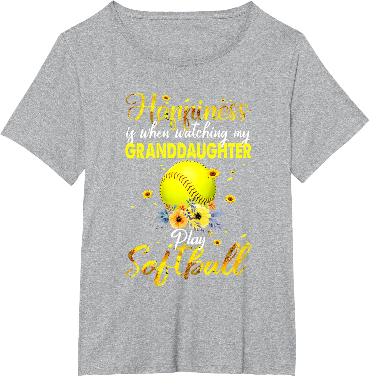 Happiness When Watching My Granddaughter Play Softball T-Shirt - Heather Grey
