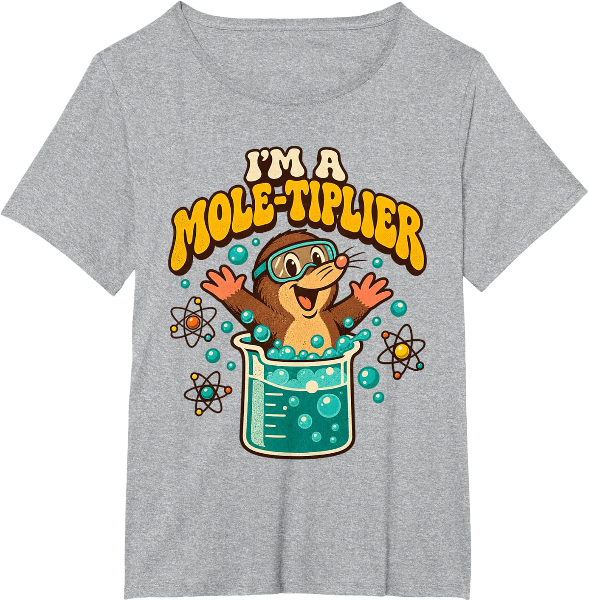 Mole-tiplier Chemistry Pun Science Student Humor T-Shirt - Heather Grey