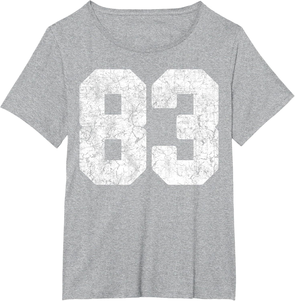 Distressed White Number 83 Jersey Player Uniform #83 Grunge T-Shirt - Heather Grey