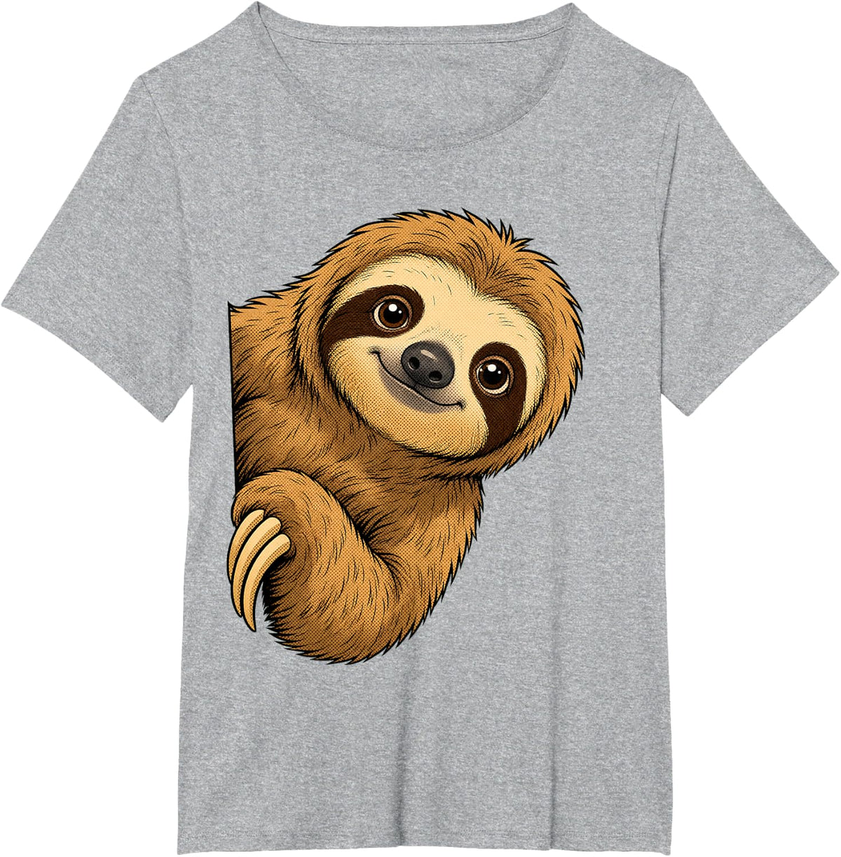 Pop Art Peeking Sloth Cute Comic Halftone Animal Lover T-Shirt - Heather Grey