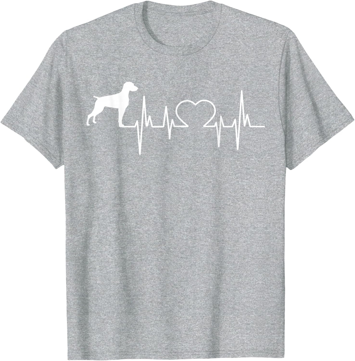 Weimaraner Dog Heartbeat T-Shirt - Heather Grey