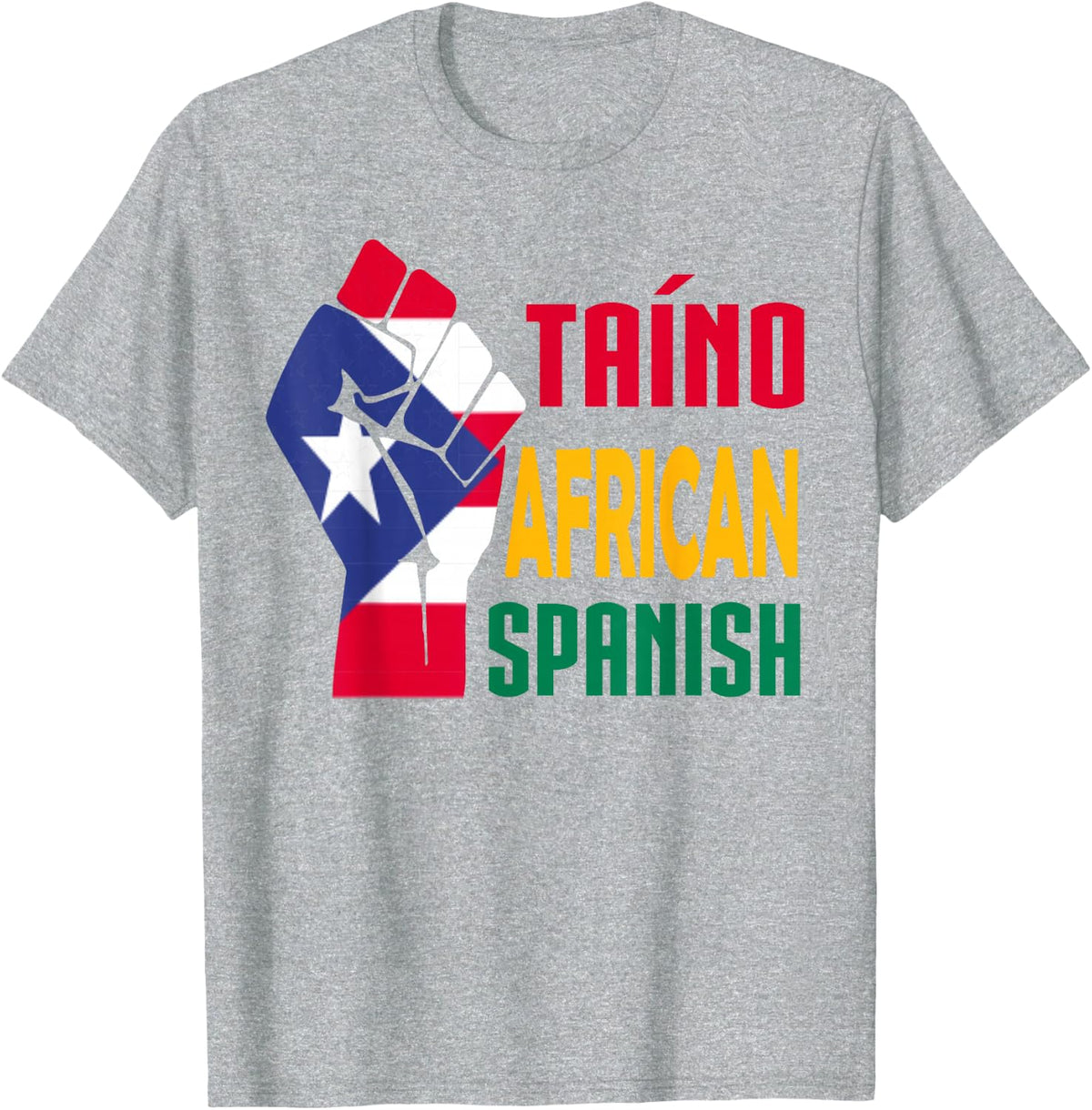 Taino African Spanish - Puerto Rico Flag - Taino African T-Shirt - Heather Grey