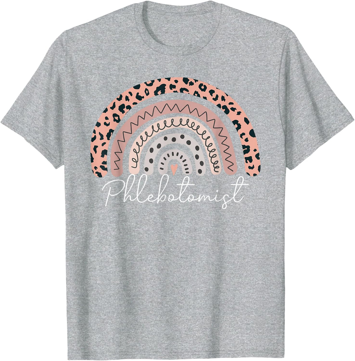 Phlebotomist Leopard Rainbow Phlebotomy Nurse Technician T-Shirt - Heather Grey
