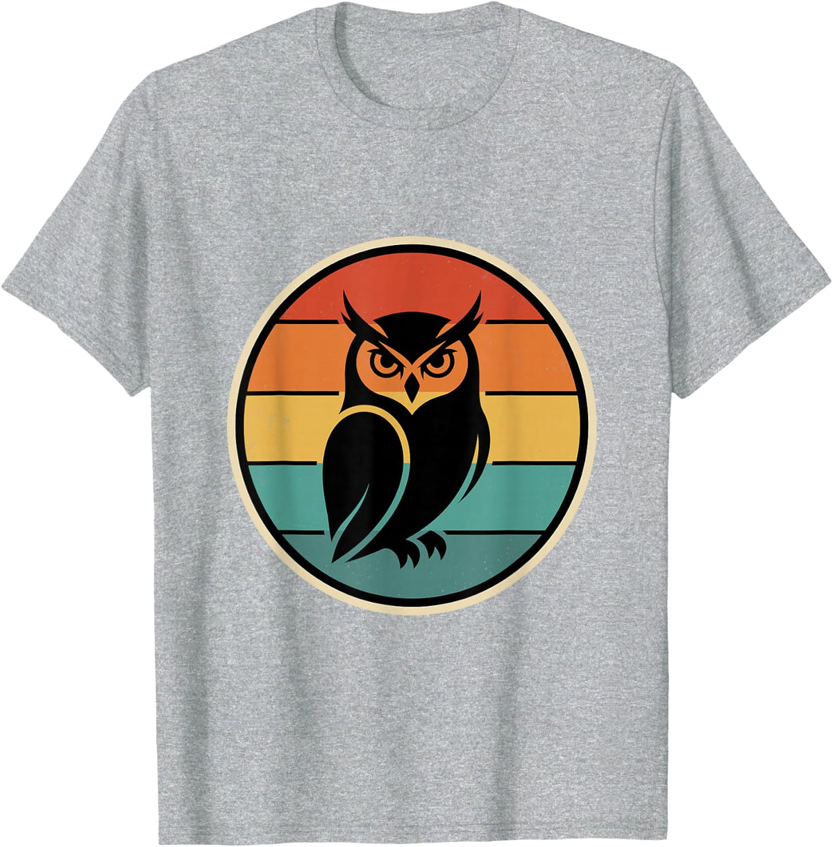 Retro Owl Silhouette for Birdwatching and Nature Fans T-Shirt - Heather Grey