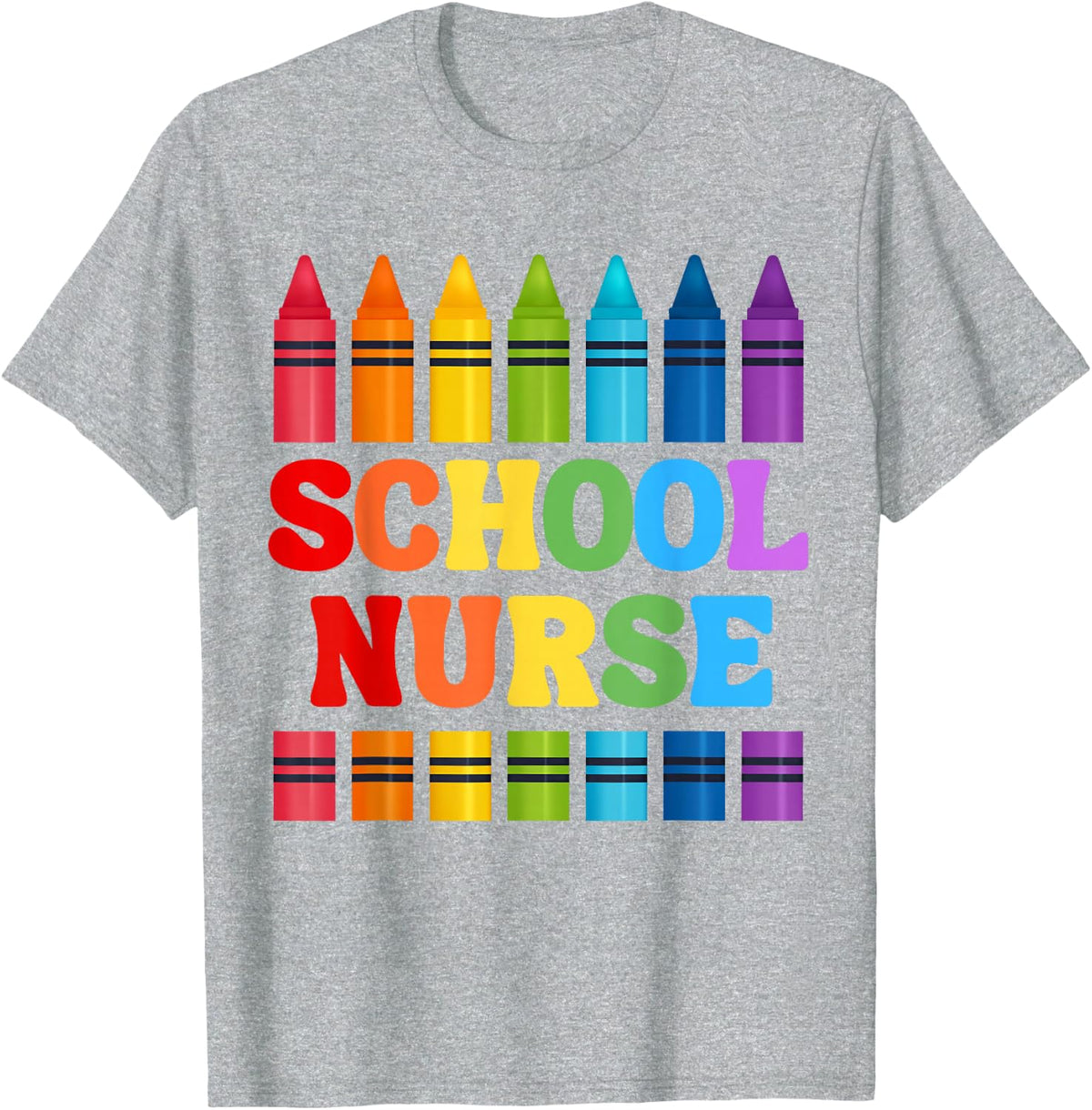 School Nurse Crayon Back to School T-Shirt - Heather Grey