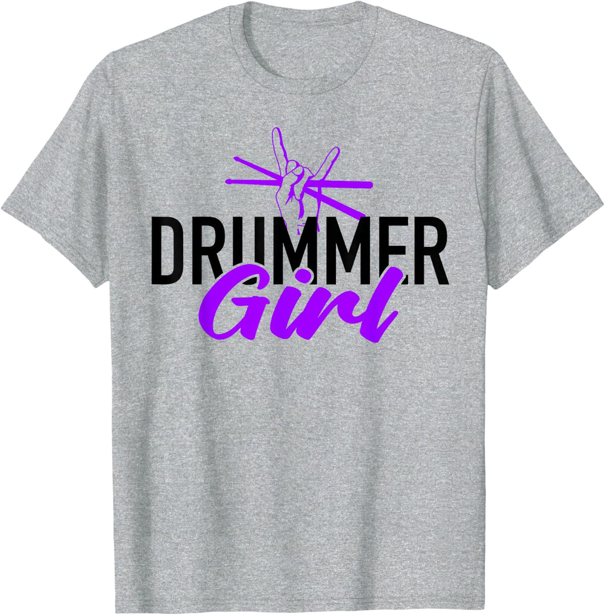 Drummer Girl Drum Set For Drumming And Percussionist T-Shirt - Heather Grey