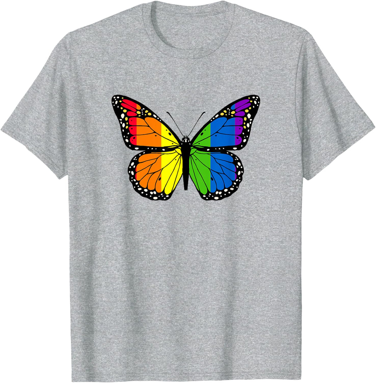 Rainbow Butterfly Love Butterflies LGBTQ Rainbow Butterfly T-Shirt - Heather Grey