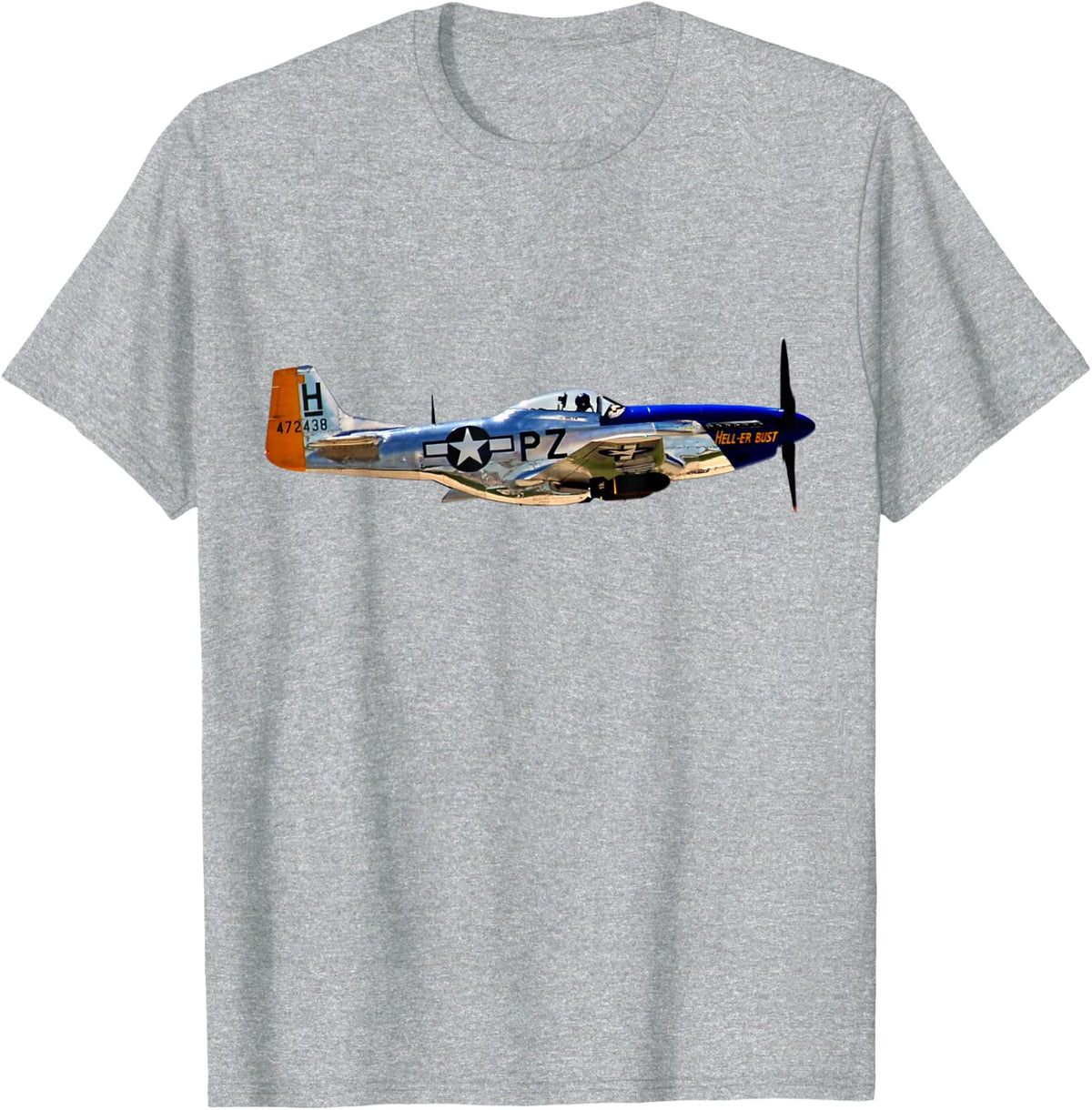 P-51 Mustang WWII Fighter Plane US Military Aviation History T-Shirt - Heather Grey