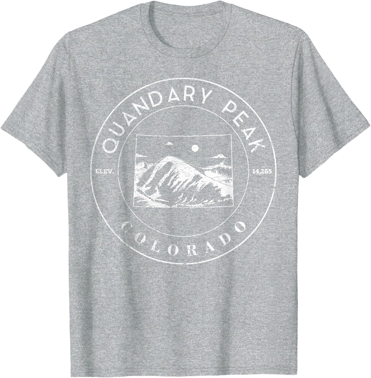 Colorado Mountain State Shape Hiking Quandary Peak T-Shirt - Heather Grey