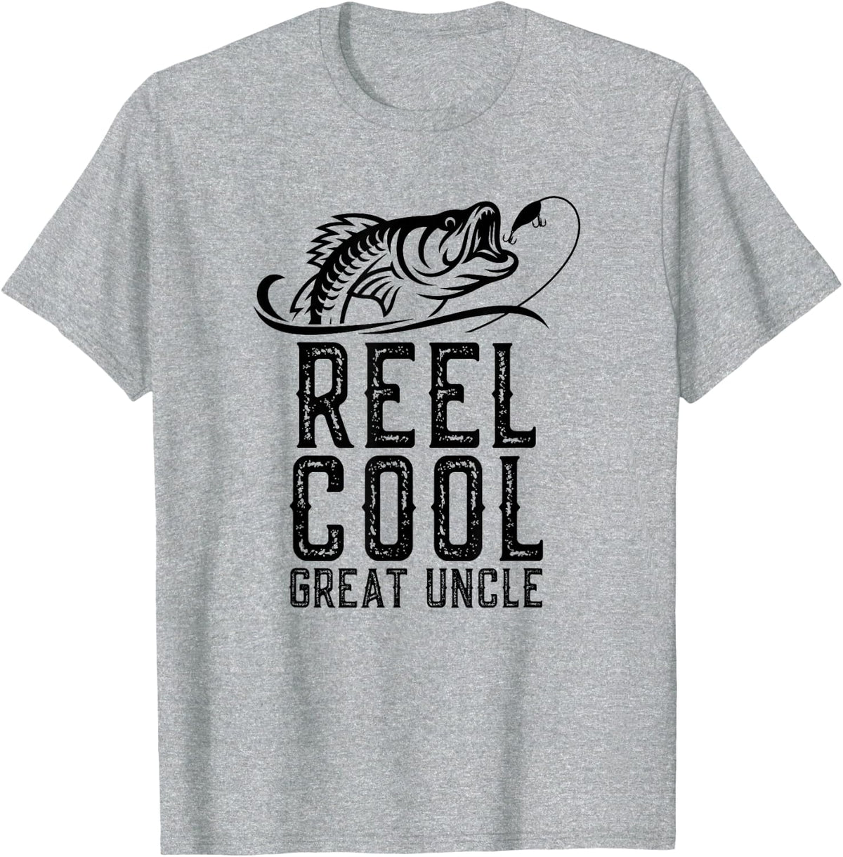 Reel Cool Great Uncle Fishing Funny Grandpa Retro T-Shirt - Heather Grey