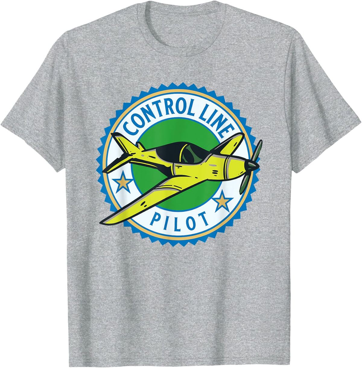 Control Line Model Airplane Pilot T-Shirt - Heather Grey