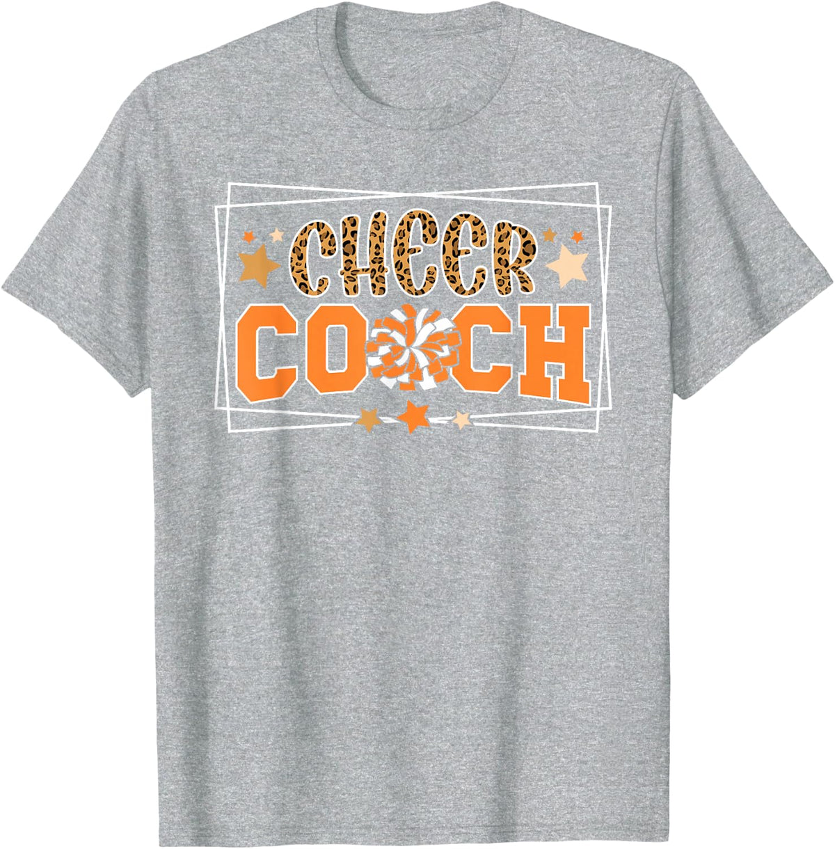 Cheer Coach Leopard Cheerleading Coach Cheerleader Coach T-Shirt - Heather Grey