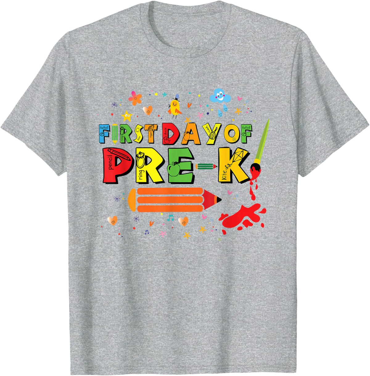 First Day of Pre-K Teacher Funny Back to School T-Shirt - Heather Grey