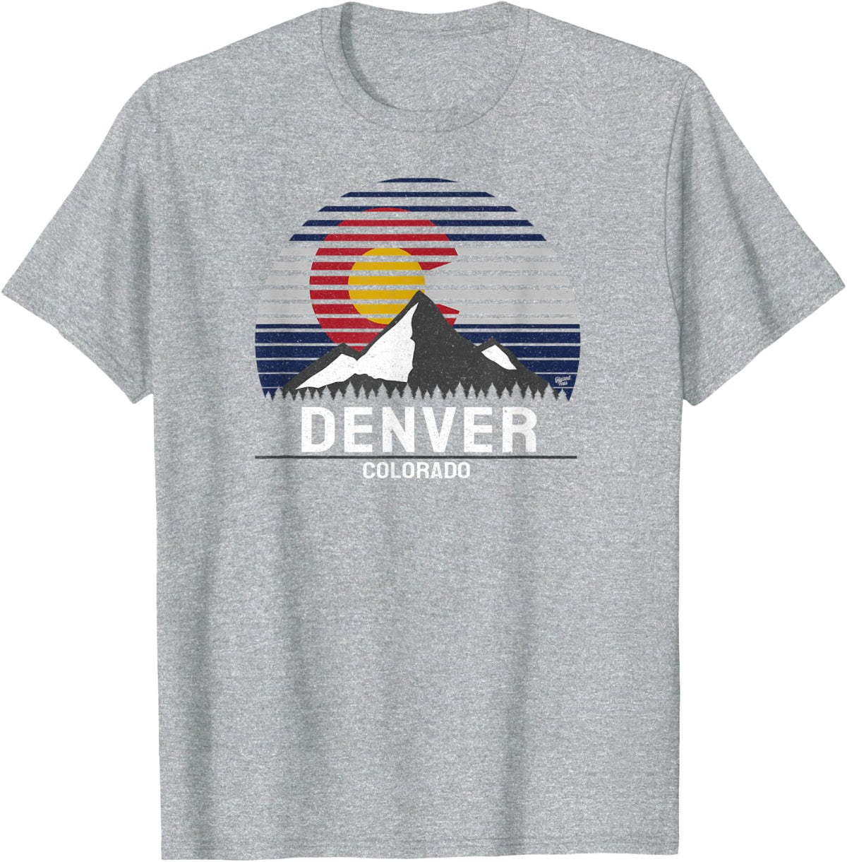 Denver Colorado Flag Mile High Mountain T-Shirt - Heather Grey