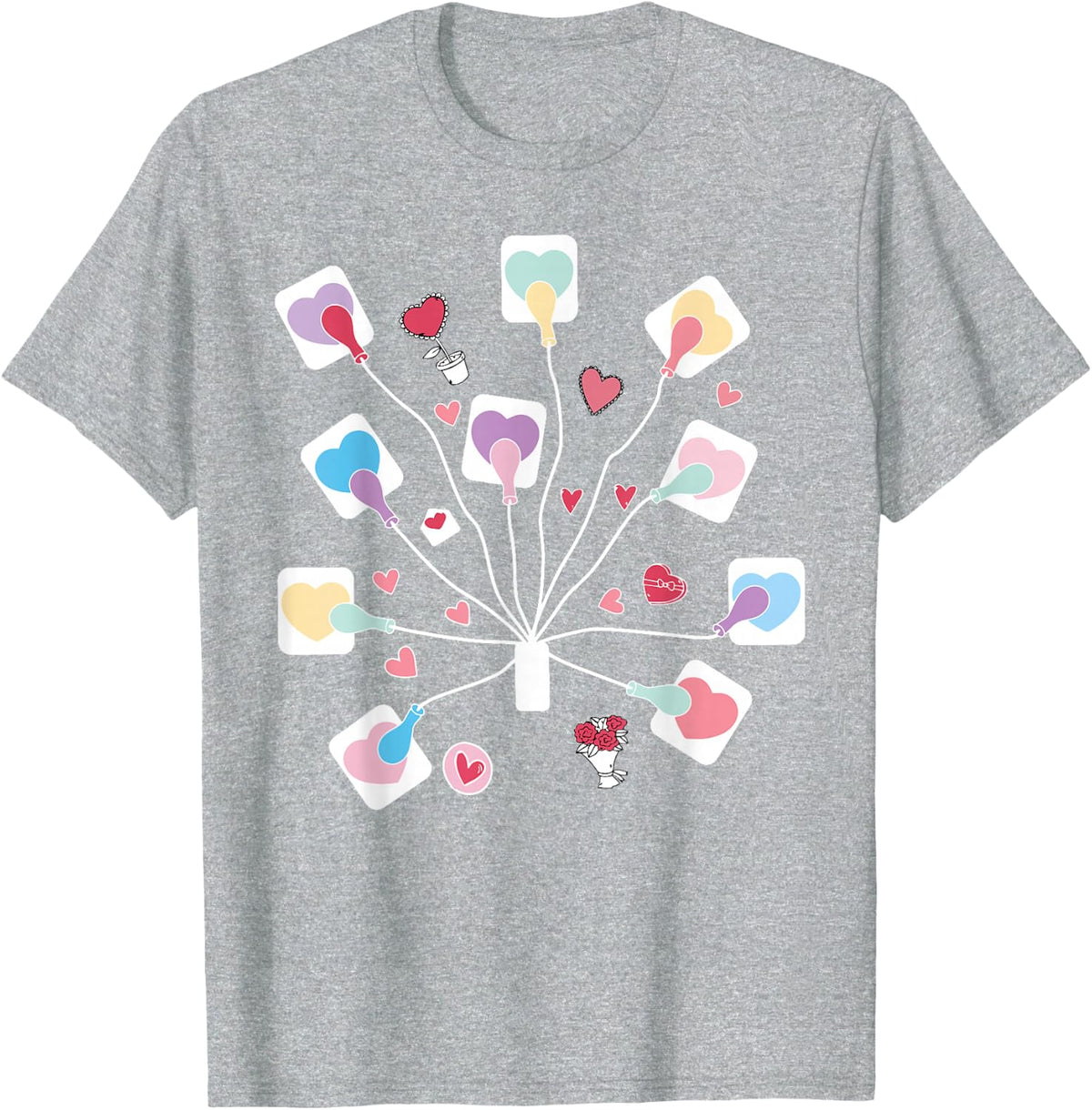 Valentines EKG Leads Cheat Nurse Telemetry Tech Cardiology T-Shirt - Heather Grey
