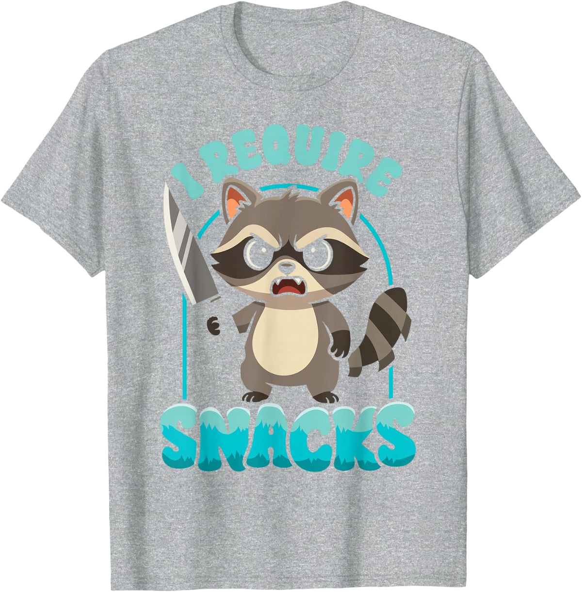 Funny Raccoon Require Snack Lover Trash Panda Meme Sarcastic T-Shirt - Heather Grey