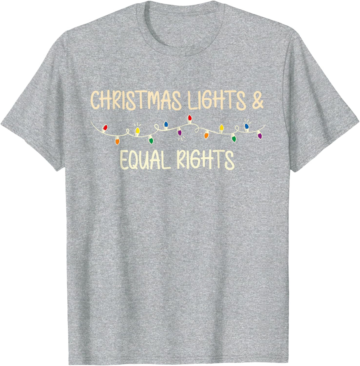 Retro Holiday Lights & Reproductive Rights Xmas Tree Lights T-Shirt - Heather Grey