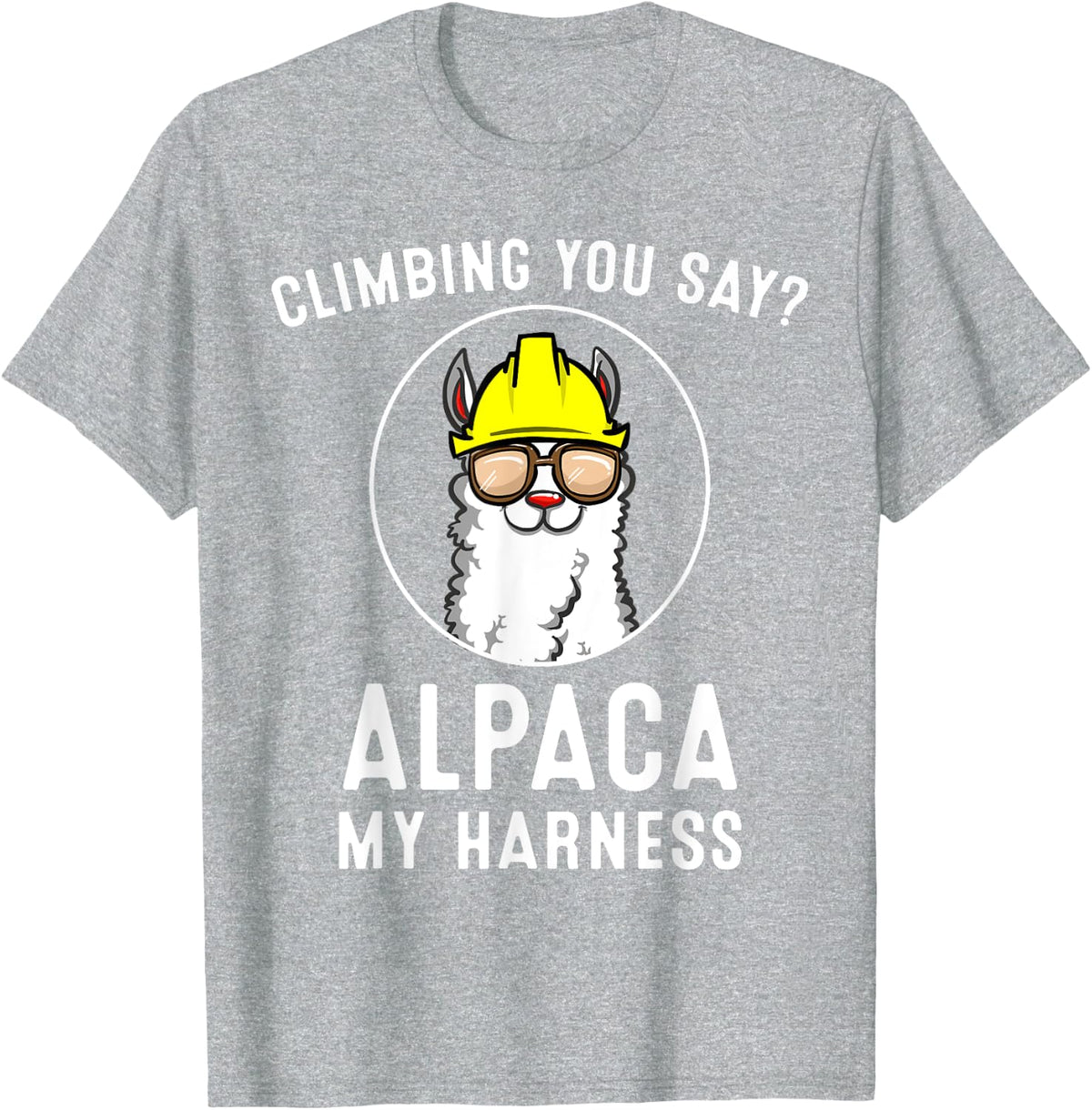 Funny Rock Climbing Gift Llama Cute Harness Climber Boy Girl T-Shirt - Heather Grey