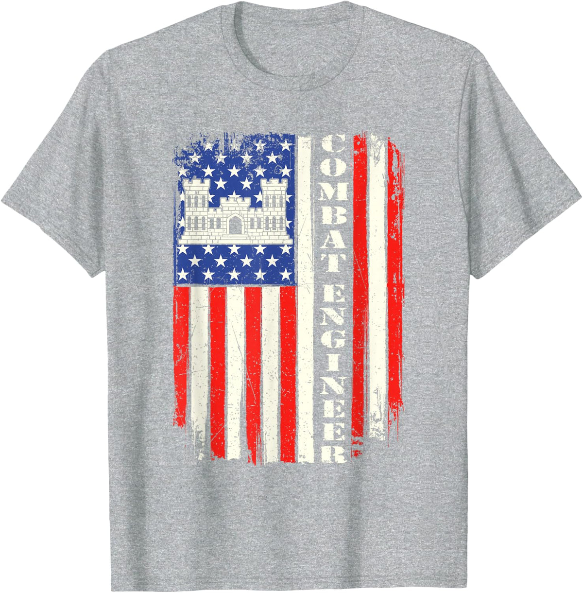 Combat Engineer - Patriotic Army Soldier Engineering T-Shirt - Heather Grey