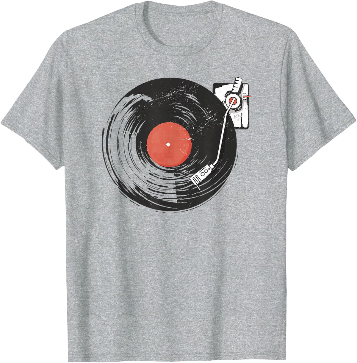 Vinyl Record Player retro for Vinyl Records Music Lover T-Shirt - Heather Grey