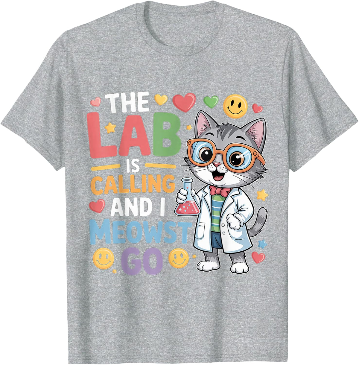 The Lab is Calling and I Meowst Go Science Cat Nerd |- T-Shirt - Heather Grey