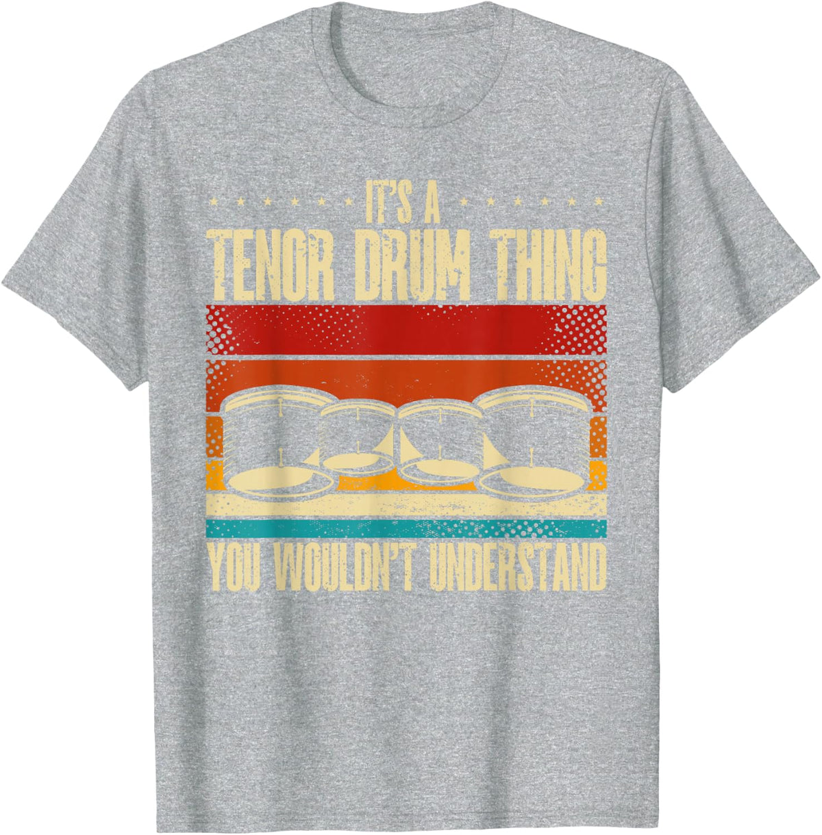 Tenor Drumming Marching Band Percussion Multi Tenor Drum T-Shirt - Heather Grey