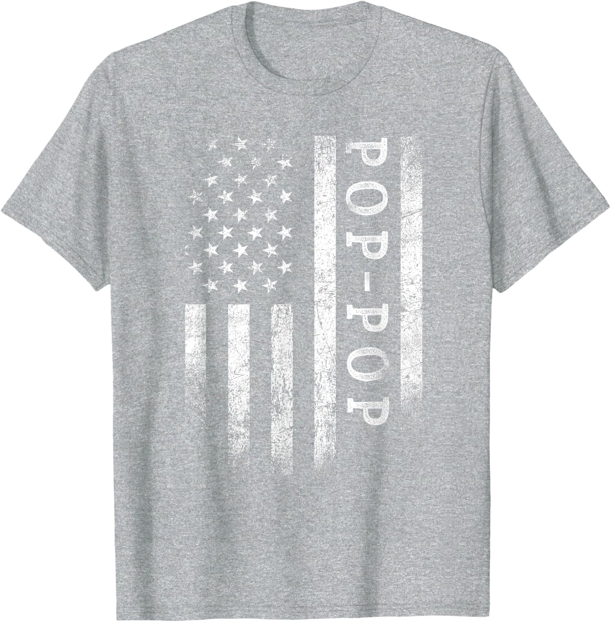 Pop-Pop American Flag Pop-Pop Gifts Patriotic Father's Day T-Shirt - Heather Grey