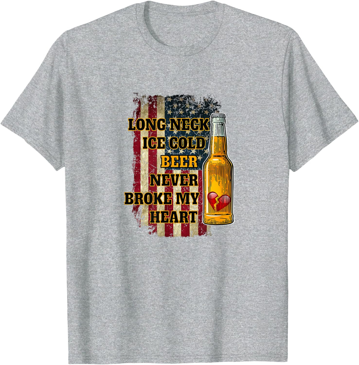 Long Neck Ice Cold Beer T-Shirt - Heather Grey
