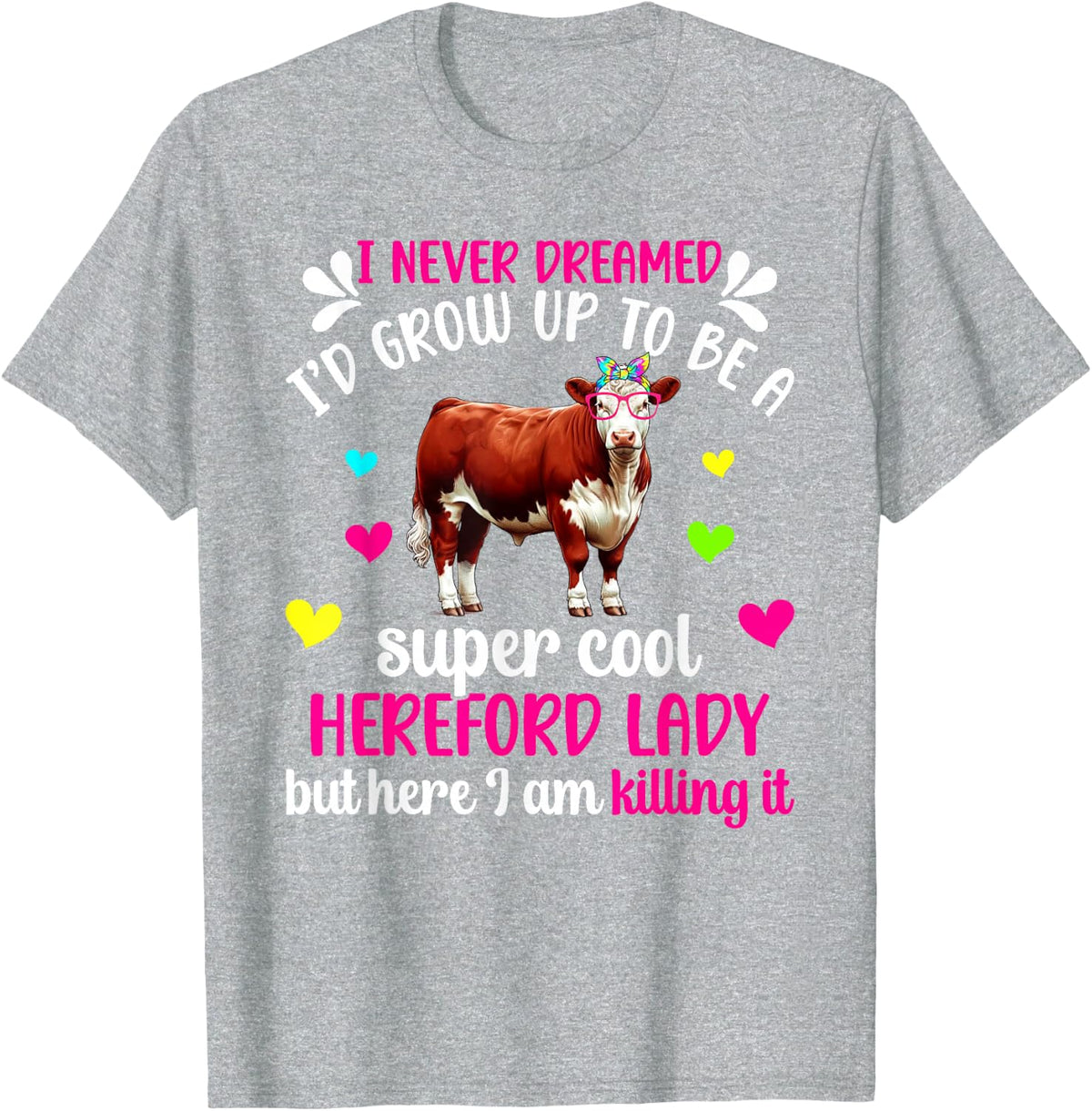 Hereford Lady Hereford Cow Lover Hereford Cow Mom T-Shirt - Heather Grey
