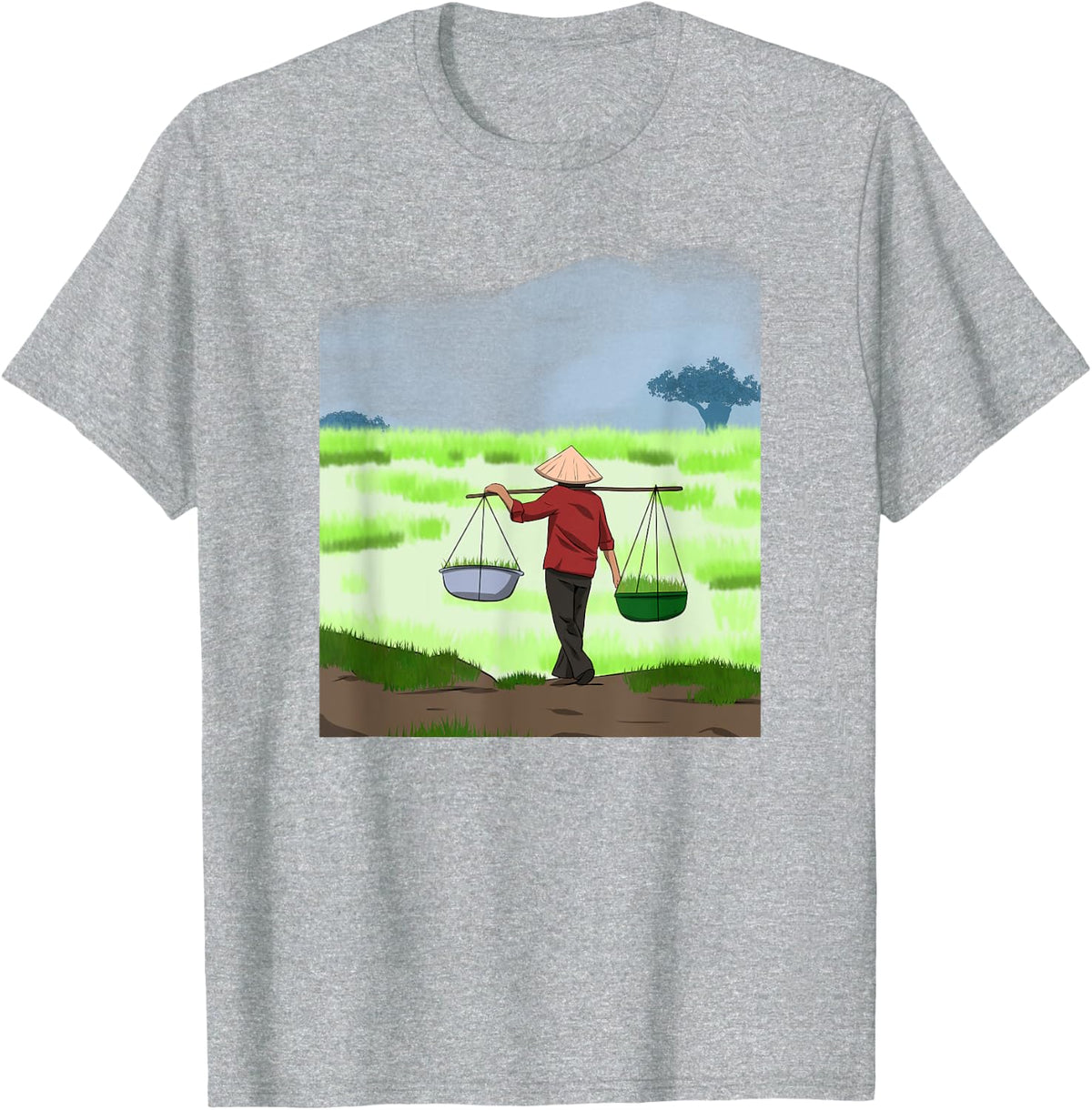Vietnam Vietnamese Farmers Rice Fields Flag Viet Pride T-Shirt - Heather Grey