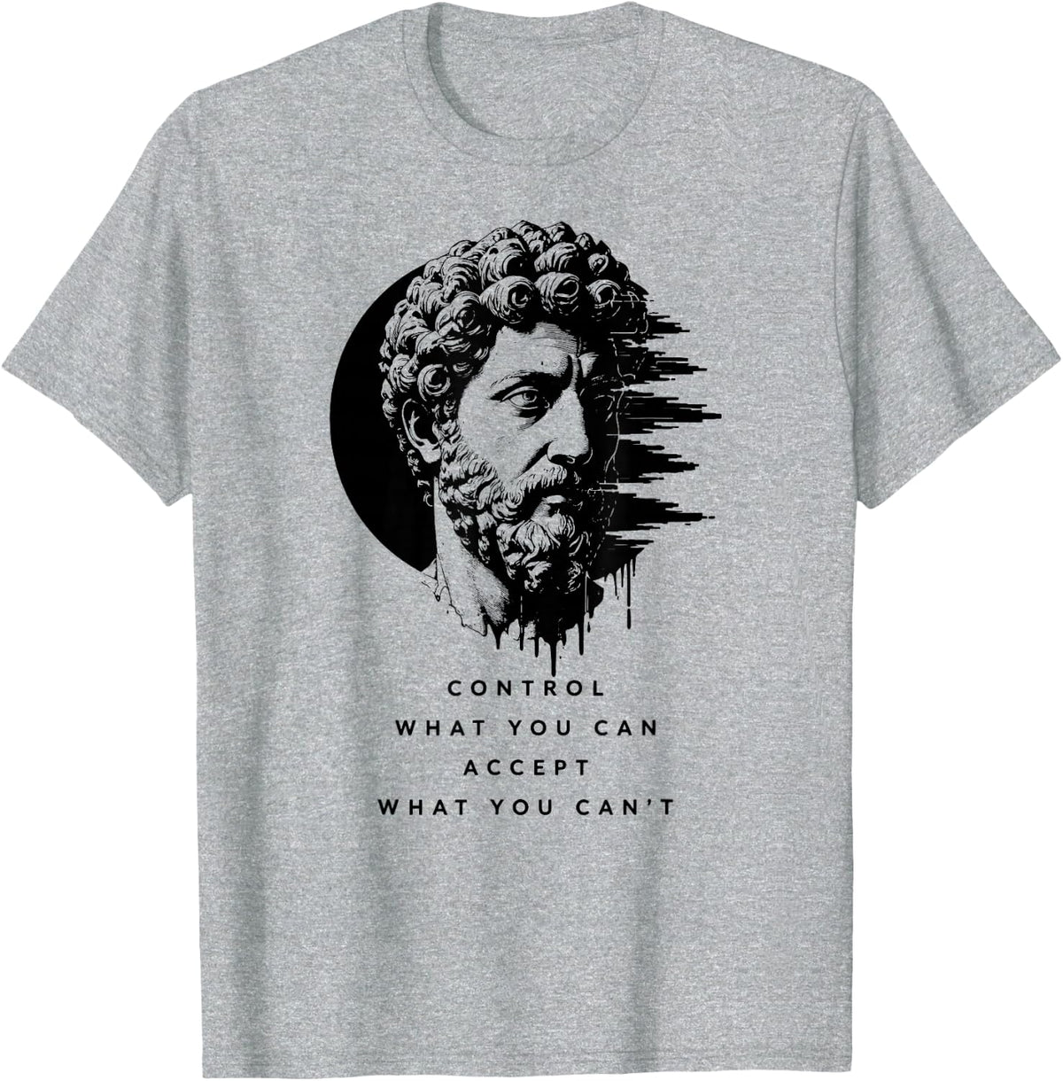 Acceptance Resilience Roman Philosophy Portrait T-Shirt - Heather Grey