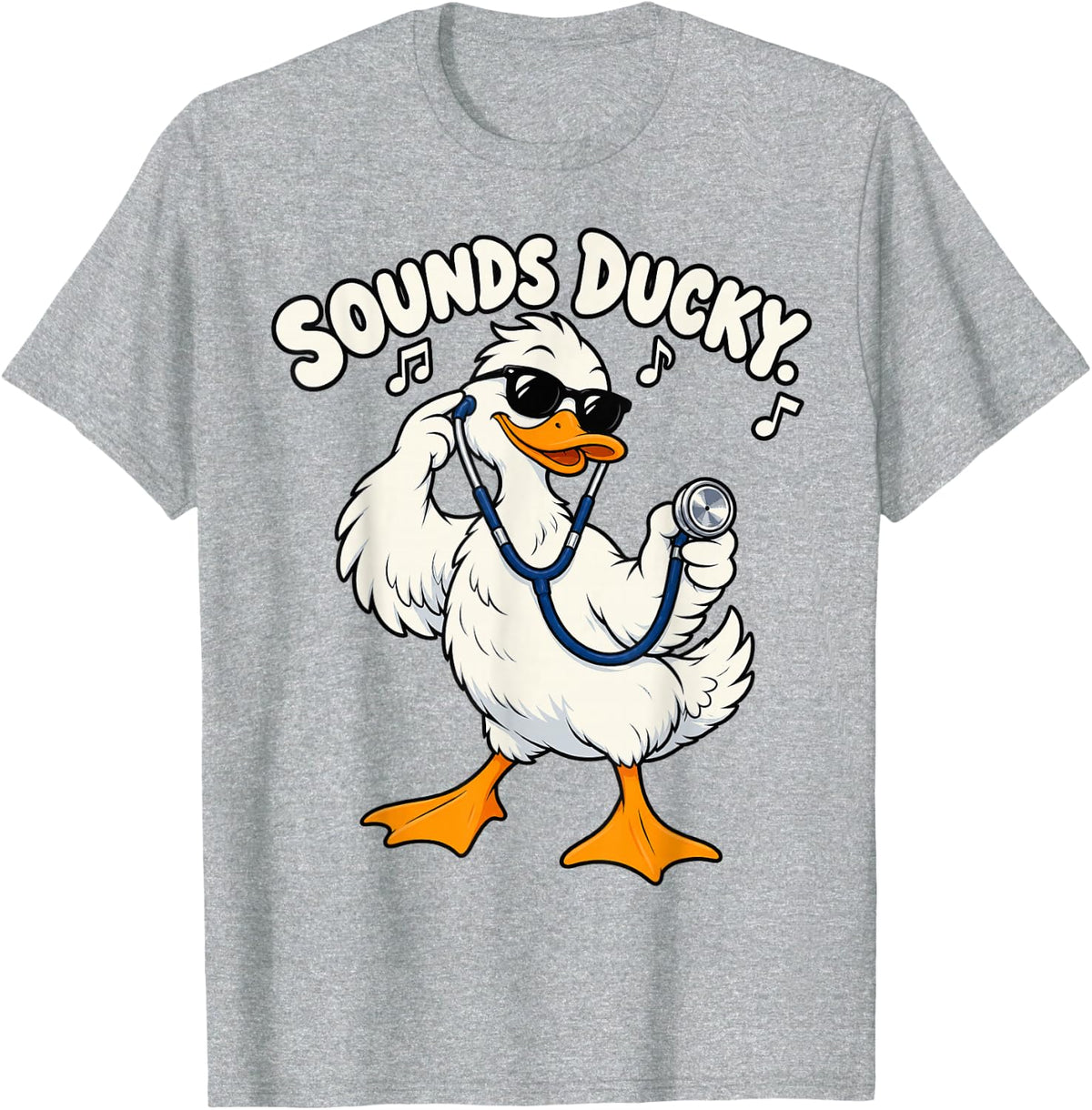 Sounds Ducky Nurse Stethoscope Heart Auscultation Clinic T-Shirt - Heather Grey