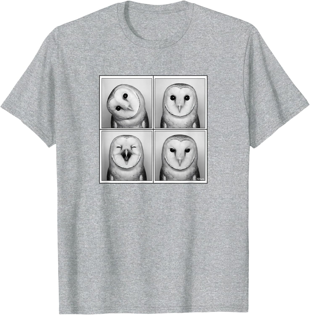 Funny Snowy OWL Making Crazy Faces Photo Booth Picture T-Shirt - Heather Grey