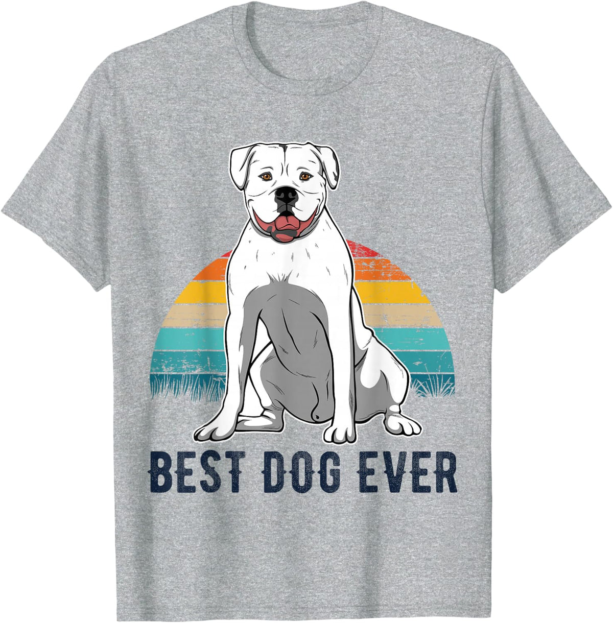 American Old Southern White Bulldog Retro T-Shirt - Heather Grey