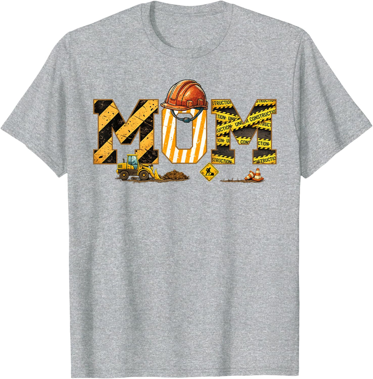 Mom Construction Birthday T-Shirt - Heather Grey