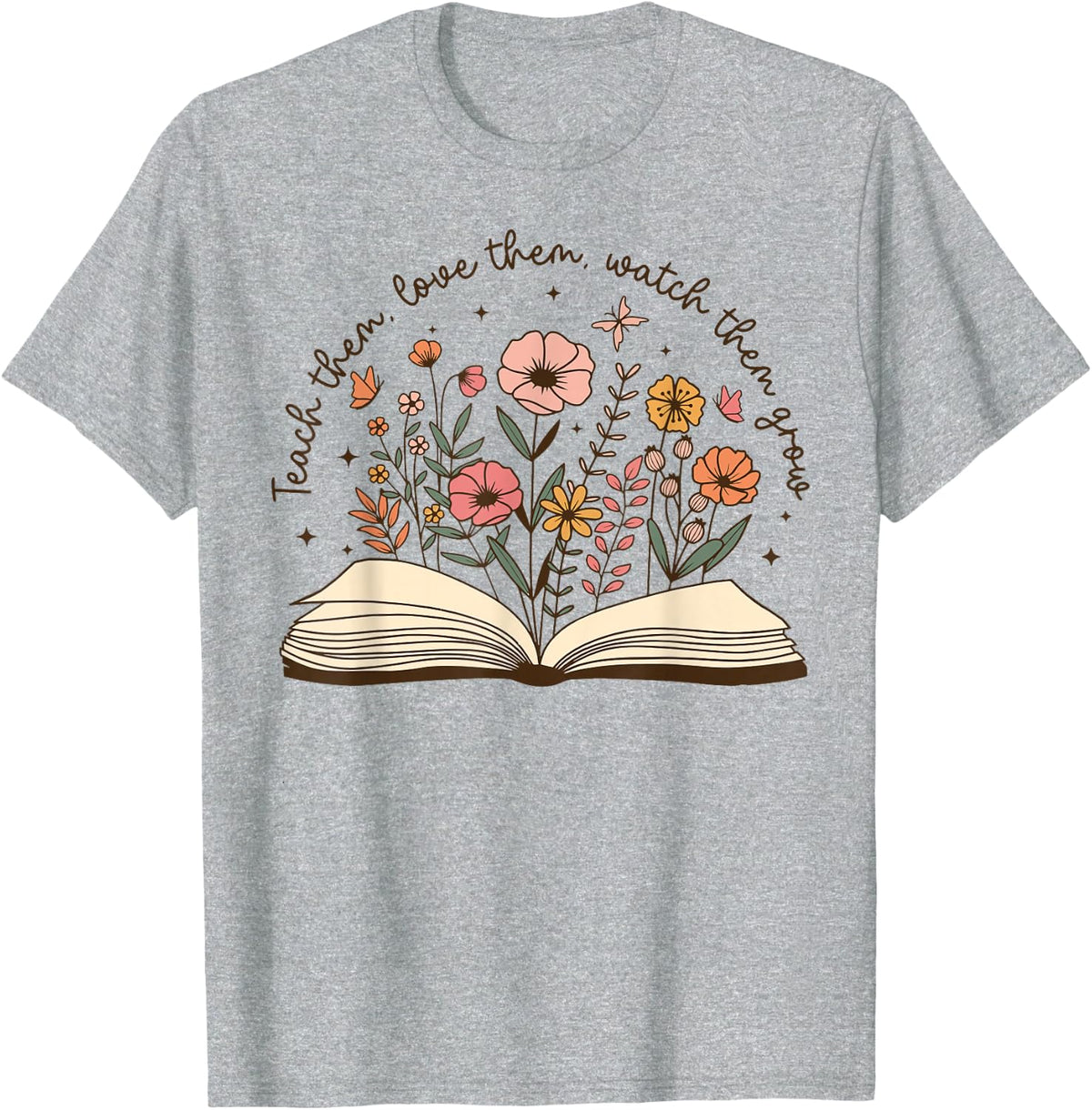 Teach Teacher Wildflower Back To School First Day Of School T-Shirt - Heather Grey
