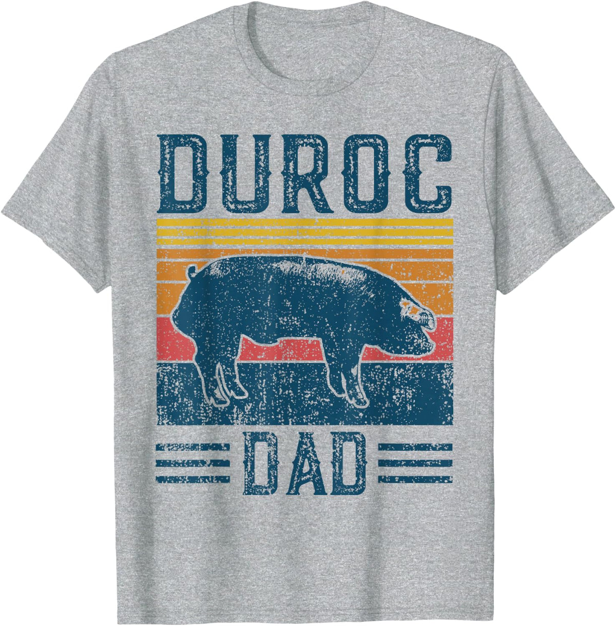 Farming Breed - Vintage Duroc Pig Dad T-Shirt - Heather Grey