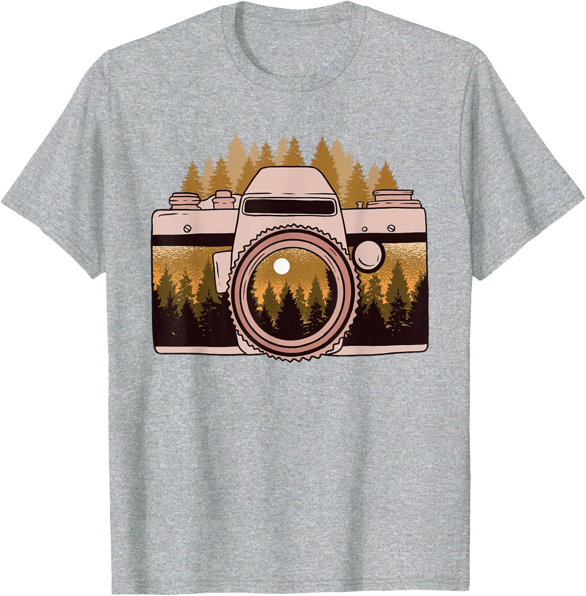 Camera Nature Photography Forest Photographer Gift T-Shirt - Heather Grey